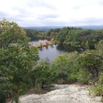 Looking at early fall foliage from above the reservoir